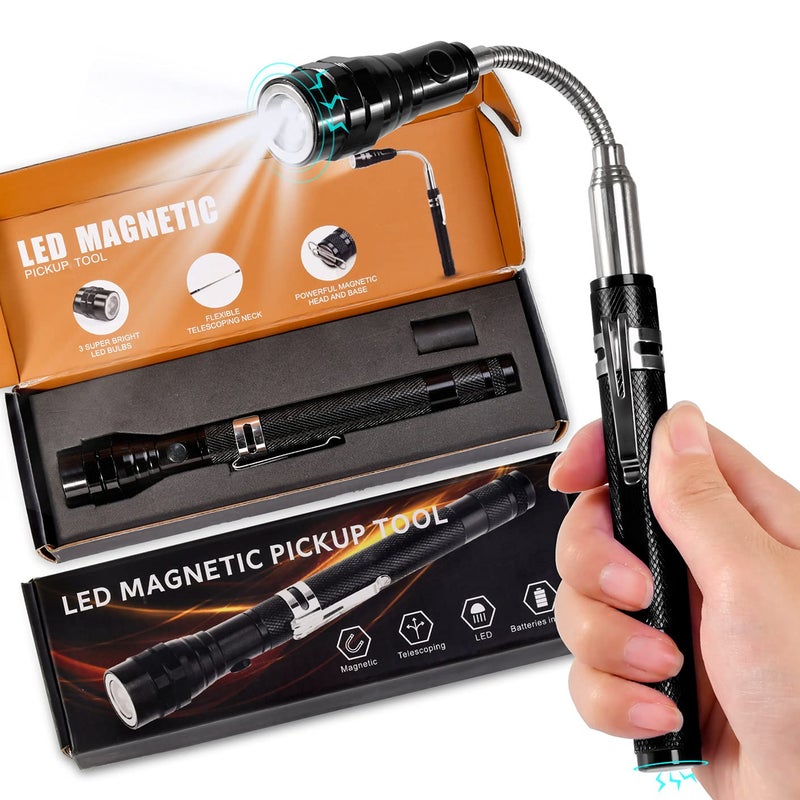 Magnetic Flashlight Gifts for Men Valentines Day Gifts for Him Husband Stocking Stuffers for Men Adults Pickup Tool Cool Extendable Magnet Telescoping Gadgets Fathers Day Birthday for Dad Handyman