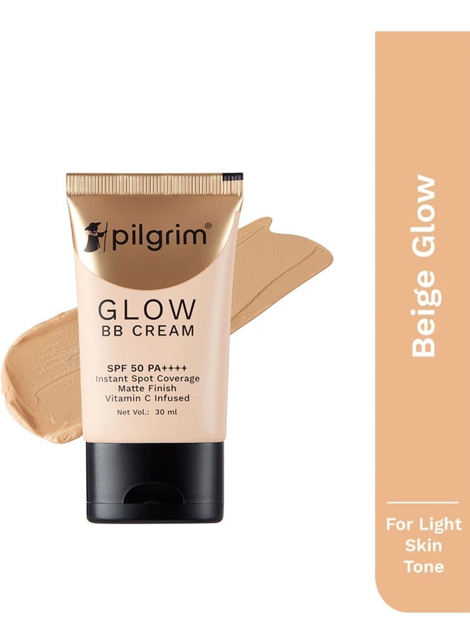 PILGRIM Beige Glow 3-In-1 Natural Bb Cream Spf 50 Pa++++ With Niacinamide, Hyaluronic Acid And Vit C 30G  - Image 2