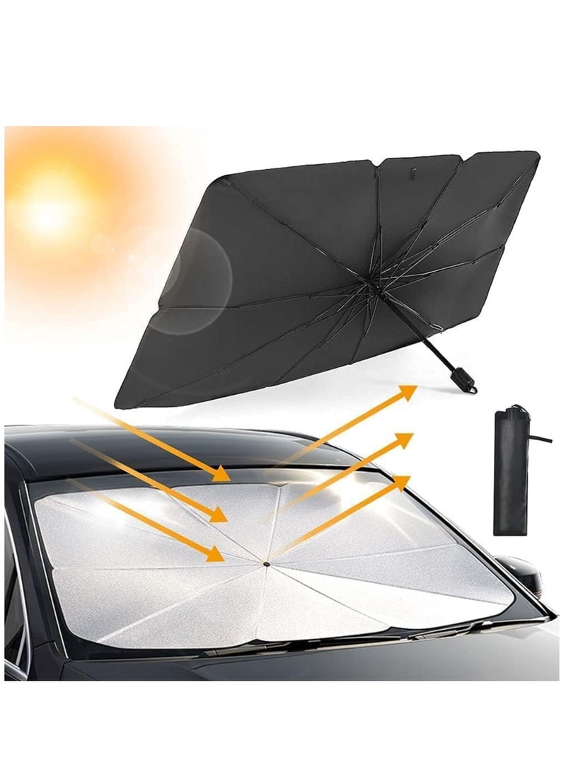 Car Windshield Sun Shade Foldable Umbrella Reflective Sunshade for Vehicle Blocks UV Rays and Heat, Sun Visor Protector to Keep Your Vehicle Cool, Fits Front Windshields of Various Size - Image 1