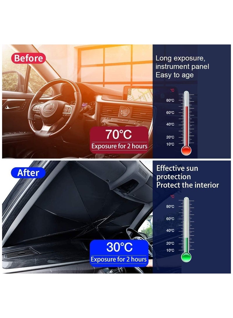 Car Windshield Sun Shade Foldable Umbrella Reflective Sunshade for Vehicle Blocks UV Rays and Heat, Sun Visor Protector to Keep Your Vehicle Cool, Fits Front Windshields of Various Size - Image 3