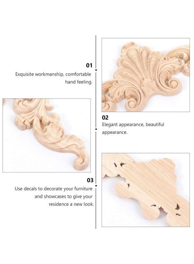 ARTIBETTER 6pcs Wood Carved Applique Wooden Decal Crafts Long Onlay Applique Unpainted Frame Door Wall Decor for Ceiling Table Bed Cabinet Mirror Dresser Drawer (Style 1) - Image 5