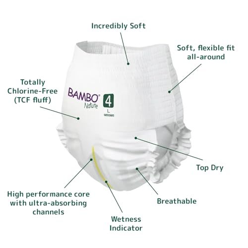 Bambo Nature Premium Baby Pants Diapers for Kids Large Size (7-12 Kgs), Super Absorbent, Breathable, Extra Soft, Dermatologically Tested, Hypoallergenic Infant Nappies With Wetness Indicator, 40 Count - Image 3