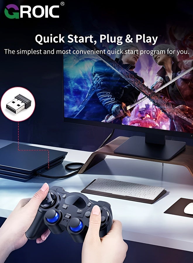 GROIC Wireless PC Controller, Wireless USB Controller /Android/PC/Desktop/Laptop, PC Game Controller for PC for Steam Controller for PC, Black - Image 3