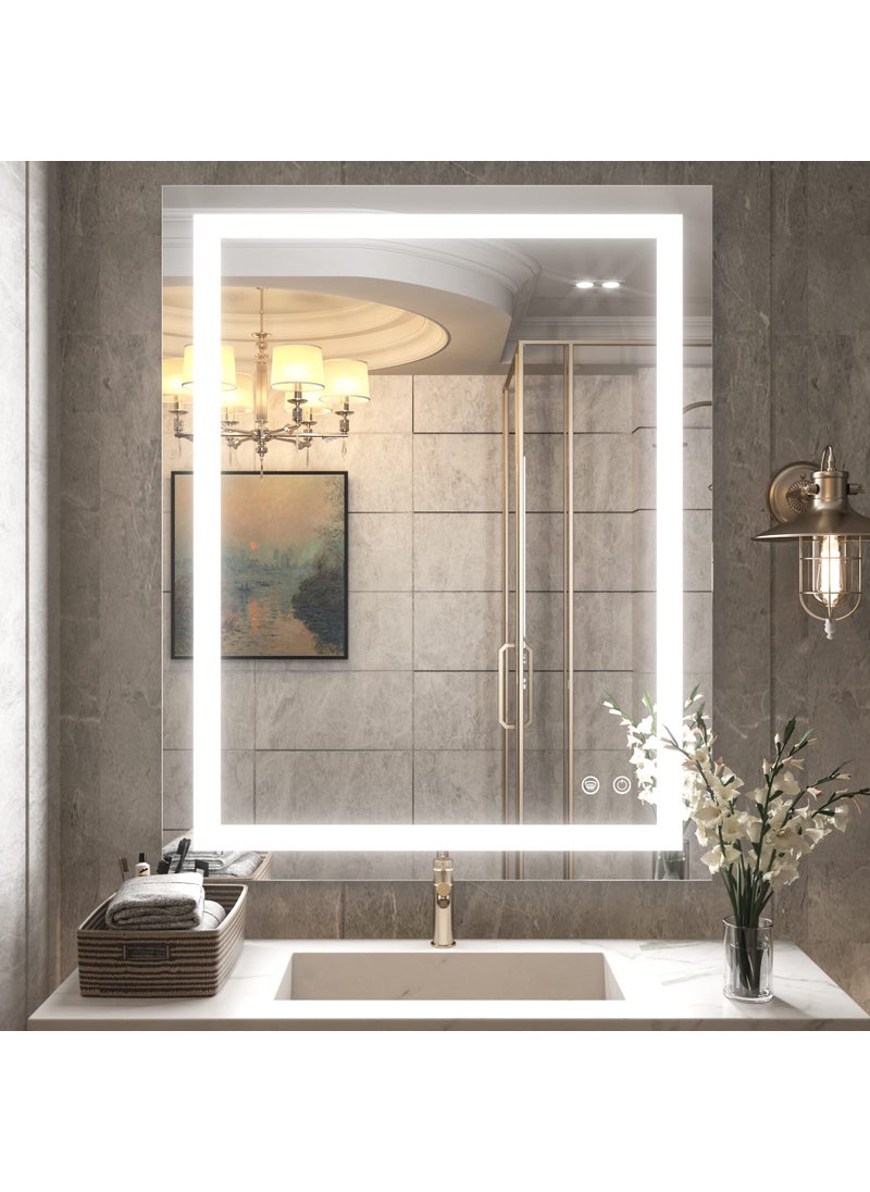 TETOTE TETOTE 30 x 36 Bathroom LED Mirror Vanity Mirror with LightsDimmableAntiFogMakeup Wall Mounted Modern Lighted Mirror Tempered Glass 