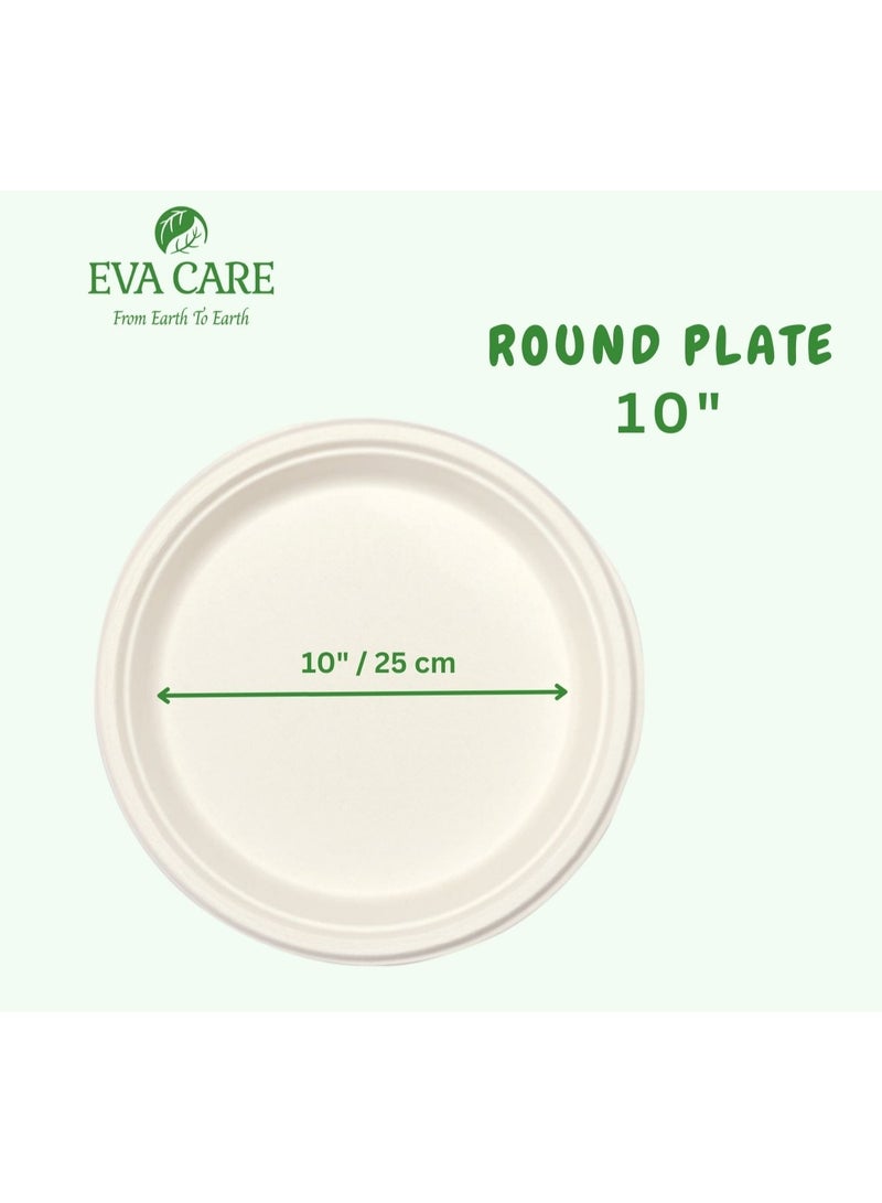 Eva Care 10" ROUND DISPOSABLE PLATE (BIODEGRADABLE, PACK OF 25) - Image 3