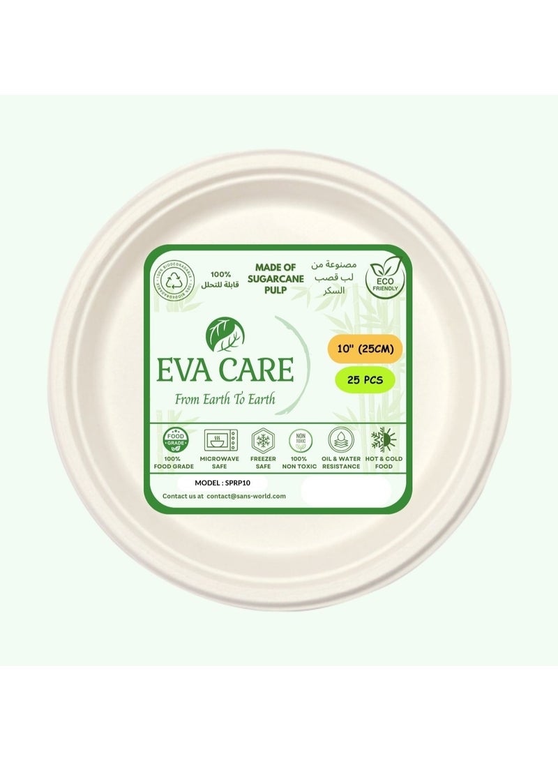 Eva Care 10" ROUND DISPOSABLE PLATE (BIODEGRADABLE, PACK OF 25) - Image 4