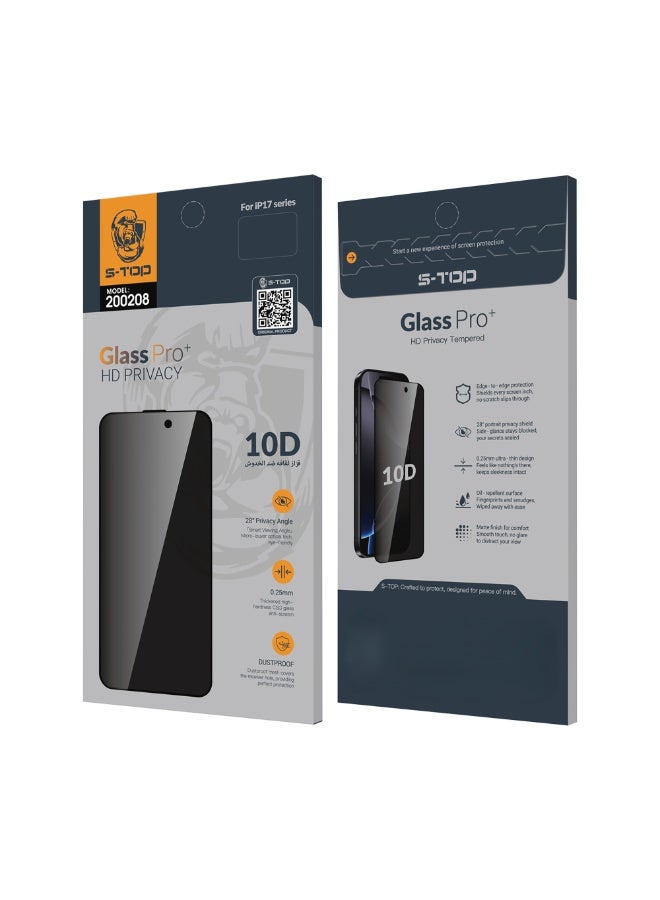 S-TOP Privacy Anti-Spy Glass Pro+ HD Privacy Screen Protector For Apple iPhone 17 pro max Black - Image 5