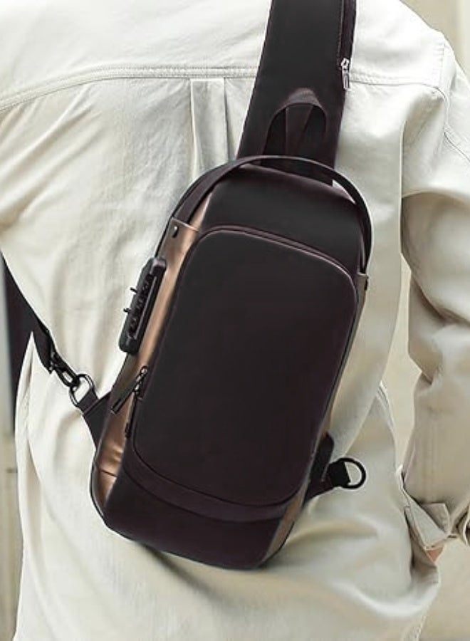 Generic Men’s Anti-Theft Chest Bag with Password Lock & USB Port – Waterproof Crossbody Sling Bag  - Image 1