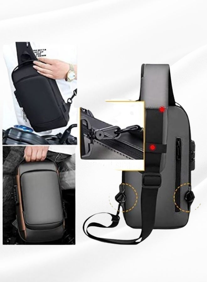 Generic Men’s Anti-Theft Chest Bag with Password Lock & USB Port – Waterproof Crossbody Sling Bag  - Image 2