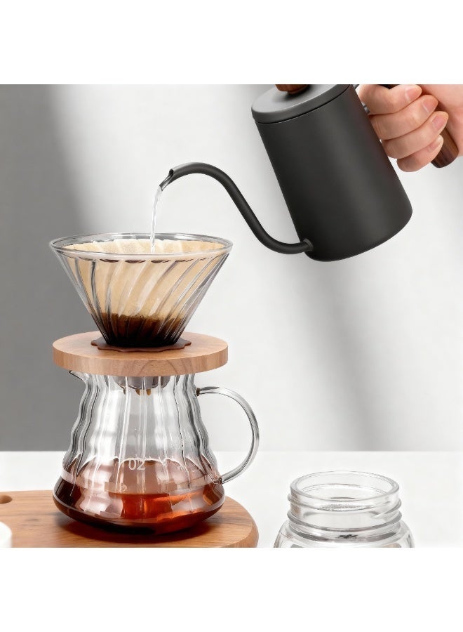 ROOMTONE Manual Coffee Grinder Set, Food-Grade Stainless Steel Coffee Bean Heptagonal Conical Burr Grinder, High-Precision Double-Bearing Positioning, Black - Image 3