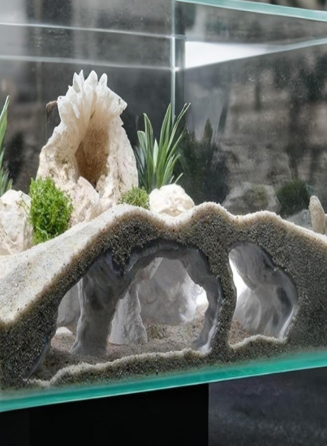 Saim Aquarium Cave Decor - 3D Printed Fish Hideout Tunnel for Betta, Guppy & Corydora Catfish - Natural Curved Shrimp Hideout with Multi-Hole Design Fish Tank Underground Corner Cave (Black, Small) - Image 4