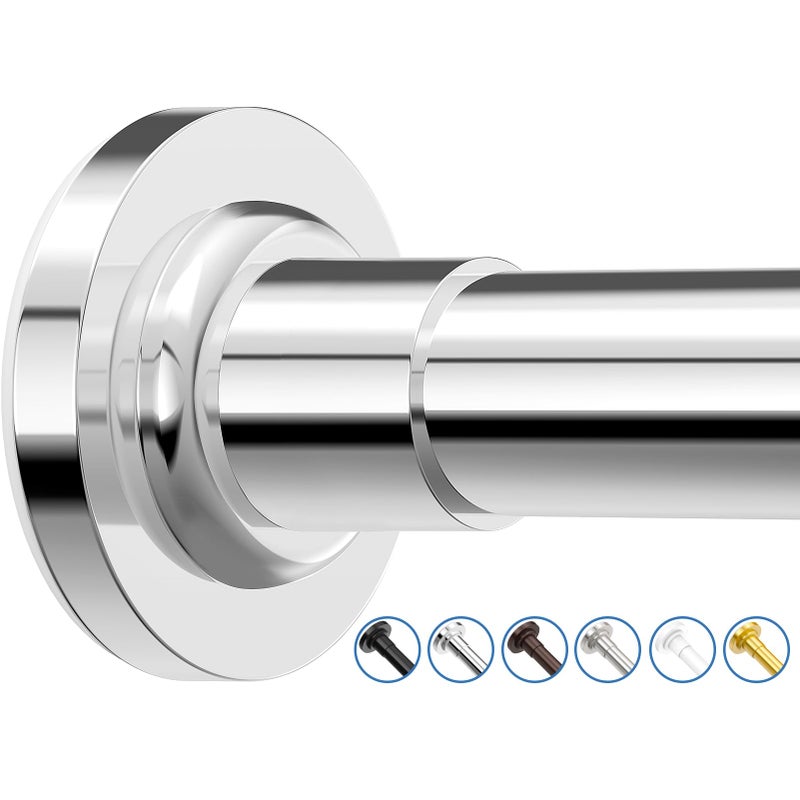 SUNALLY Shower Curtain Rod, Spring Tension Shower Rods Adjustable 32-61 Inch Stainless Steel Telescoping Curtain Rod for Bathroom or Windows, No Drilling, No Slip, No Rust, Chrome - Image 1