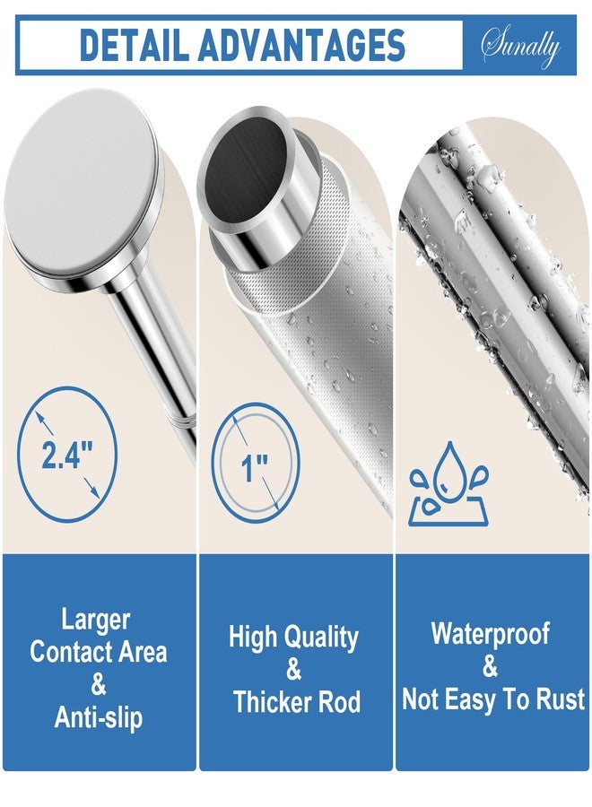 SUNALLY Shower Curtain Rod, Spring Tension Shower Rods Adjustable 32-61 Inch Stainless Steel Telescoping Curtain Rod for Bathroom or Windows, No Drilling, No Slip, No Rust, Chrome - Image 4