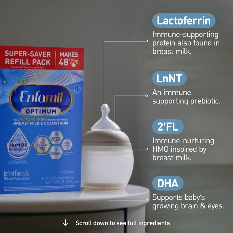 Enfamil Optimum (Enspire), Our Closest Formula to Breast Milk, Immune-Supporting Lactoferrin and Brain-Supporting DHA Baby Formula, 30 Oz Refill - Image 5
