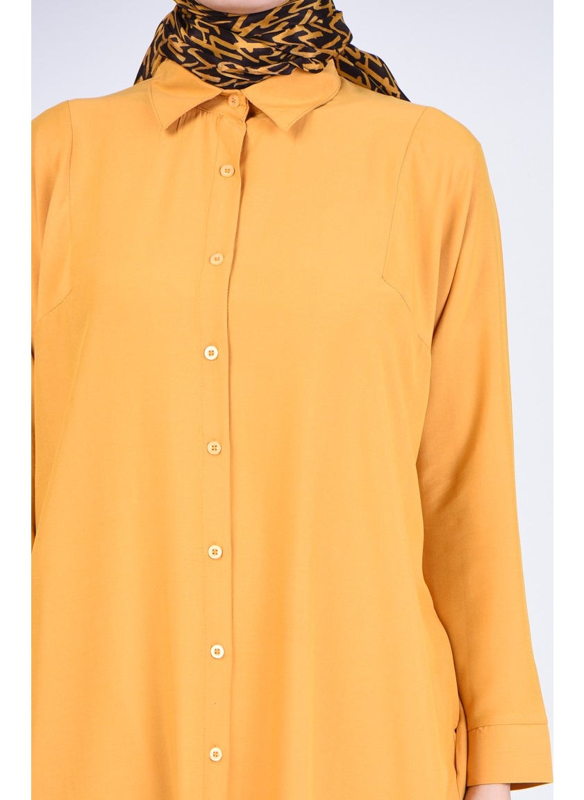 Sefa Merve Raglan Sleeve Tunic 6433-10 Mustard  - Image 2