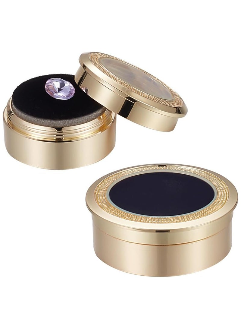 Excefore Gemstone Display Box Round Loose Diamond Gemstone Display Case Gold Alloy Jewelry Box Container with Window for Proposal Jewelry Diamond Wedding Necklace, 2 Sizes - Image 1