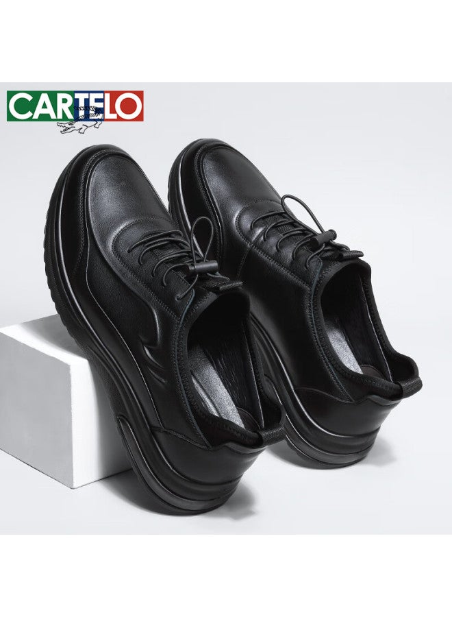 Cartelo First Layer Cowhide Lightweight Sports Casual Business Leather Shoes Men Soft Sole Soft Surface Kg05 Black Size 40 - Image 3