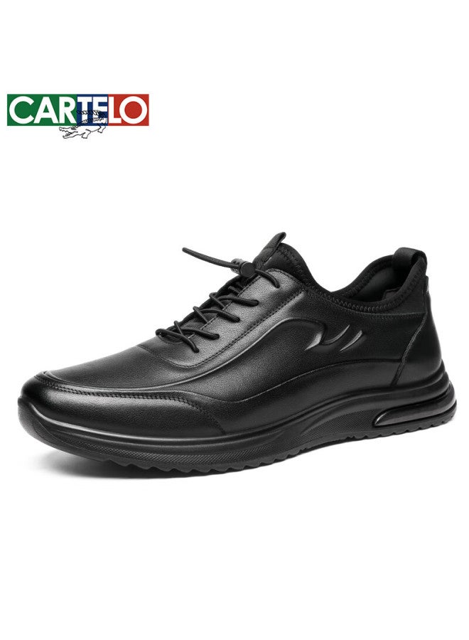 Cartelo First Layer Cowhide Lightweight Sports Casual Business Leather Shoes Men Soft Sole Soft Surface Kg05 Black Size 40 - Image 4