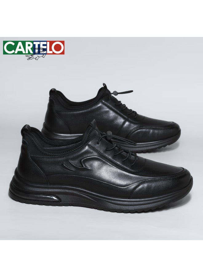Cartelo First Layer Cowhide Lightweight Sports Casual Business Leather Shoes Men Soft Sole Soft Surface Kg05 Black Size 40 - Image 5