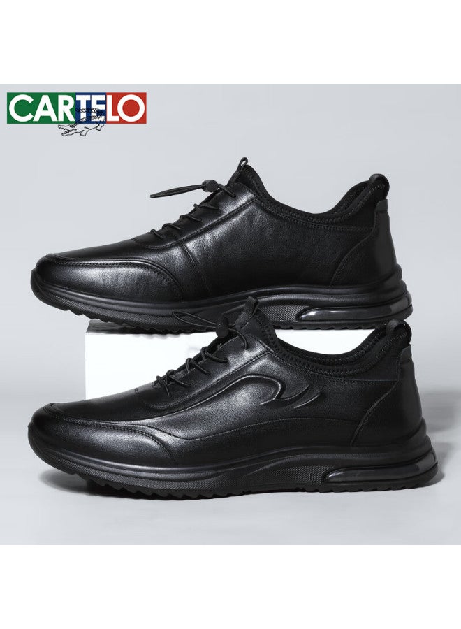 Cartelo First Layer Cowhide Lightweight Sports Casual Business Leather Shoes Men Soft Sole Soft Surface Kg05 Black Size 40 - Image 2