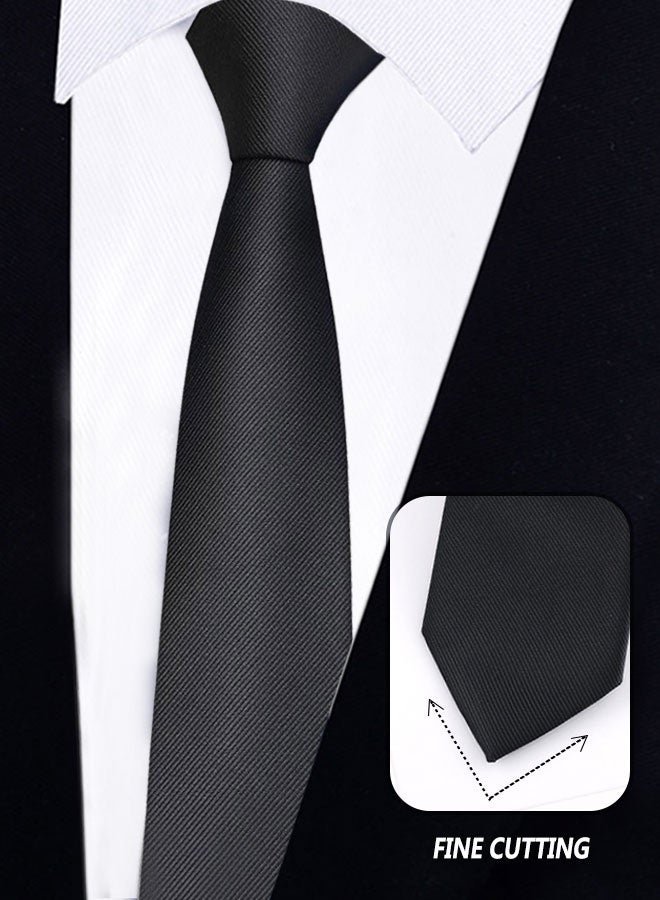 HOOTO 1pcs Men's Ties Solid Color Formal Mens Neckties 6cm for Business tie(black) - Image 2