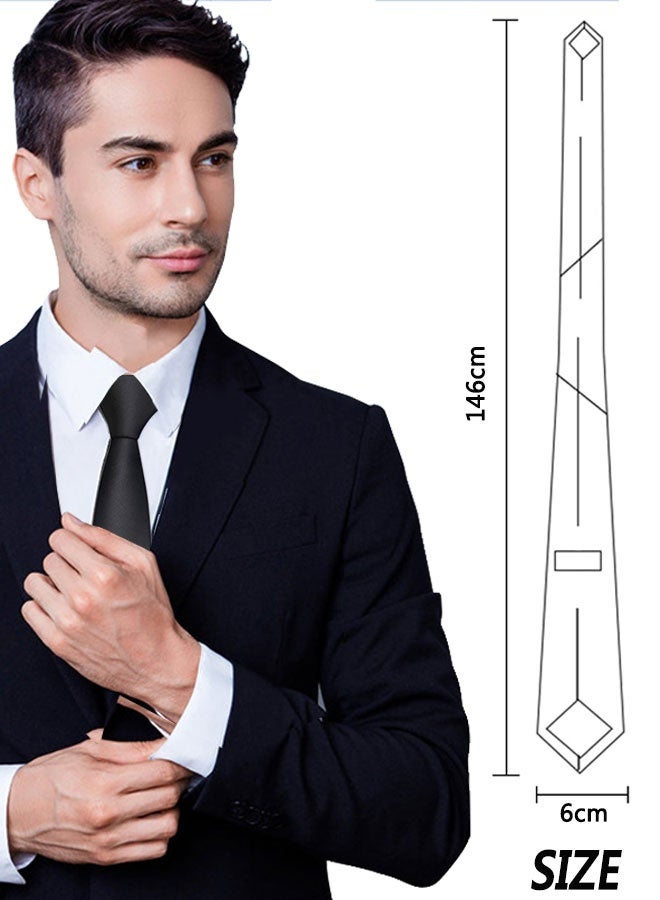 HOOTO 1pcs Men's Ties Solid Color Formal Mens Neckties 6cm for Business tie(black) - Image 4