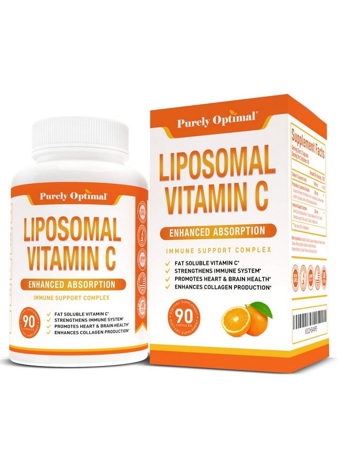 Purely Optimal - Premium Liposomal Vitamin C Supplement High Absorption Fat Soluble Ascorbic Acid Vitamin C 1000Mg For Immune Support Collagen & Immune System Booster Non Gmo 90 Capsules - Image 1