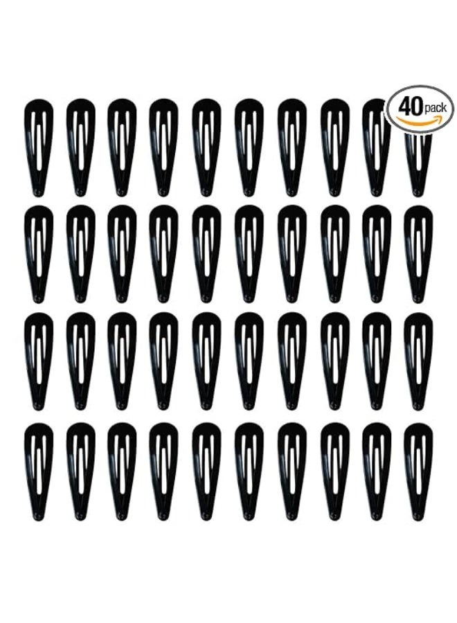 PIDOUDOU 40 Pack Black 2 Inch Barrettes Women Metal Snap Hair Clips Accessories - Image 1