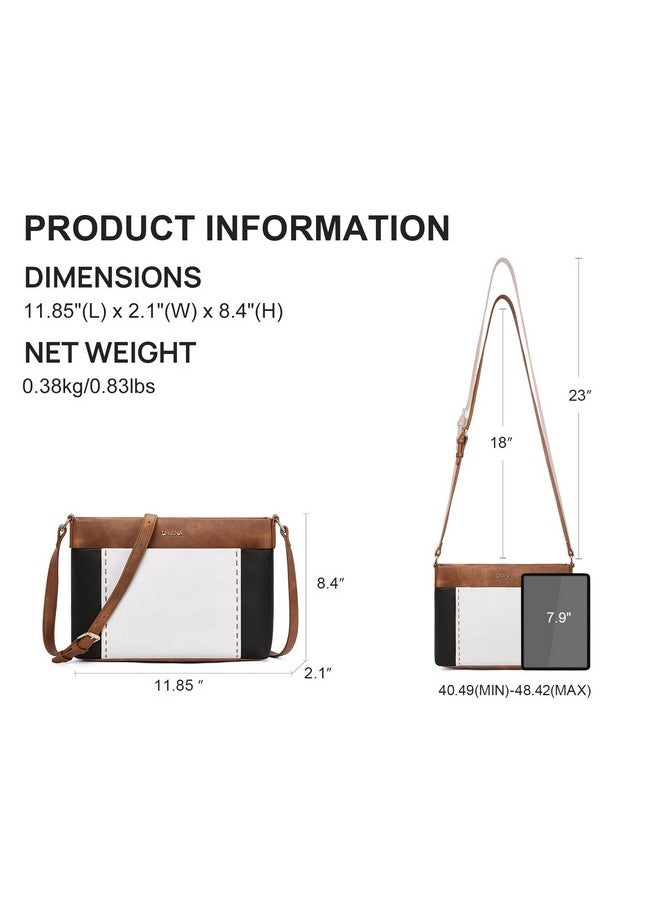 Telena Crossbody Purses For Women Leather Crossbody Bags Shoulder Handbags With Adjustable Strap Brown With White And Black  - Image 3