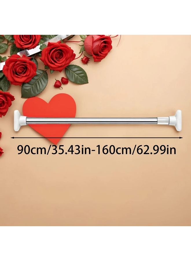 1PC Stainless Steel Rectangular Head Telescopic Shower Curtain Rod 130cm 240cm No Drill Retractable Pole Built In Spring Heavy Loading Bathroom Curtain Rail Drying Rack Bar Window Blinds Track Roman Roller Holder Wardrobe Support Space Saving Sleek Metal Rod Durable Construction Rust Resistant Material Adjustable Track Home Organizer Small Space Solution Foldable - Image 5