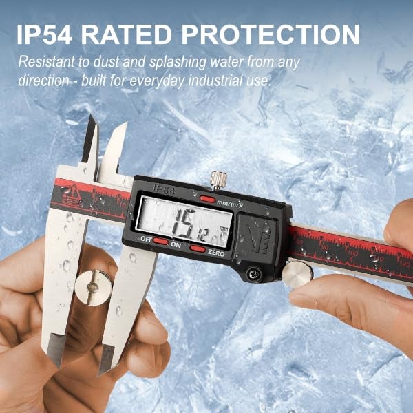VINCA IP54 Grade Digital Caliper, DCLA-1205 12 Inch/300mm, Inch/Millimeter/Fraction Conversion, Stainless Steel, Large LCD Screen - Image 4