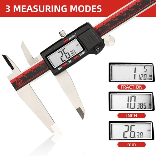 VINCA IP54 Grade Digital Caliper, DCLA-1205 12 Inch/300mm, Inch/Millimeter/Fraction Conversion, Stainless Steel, Large LCD Screen - Image 2