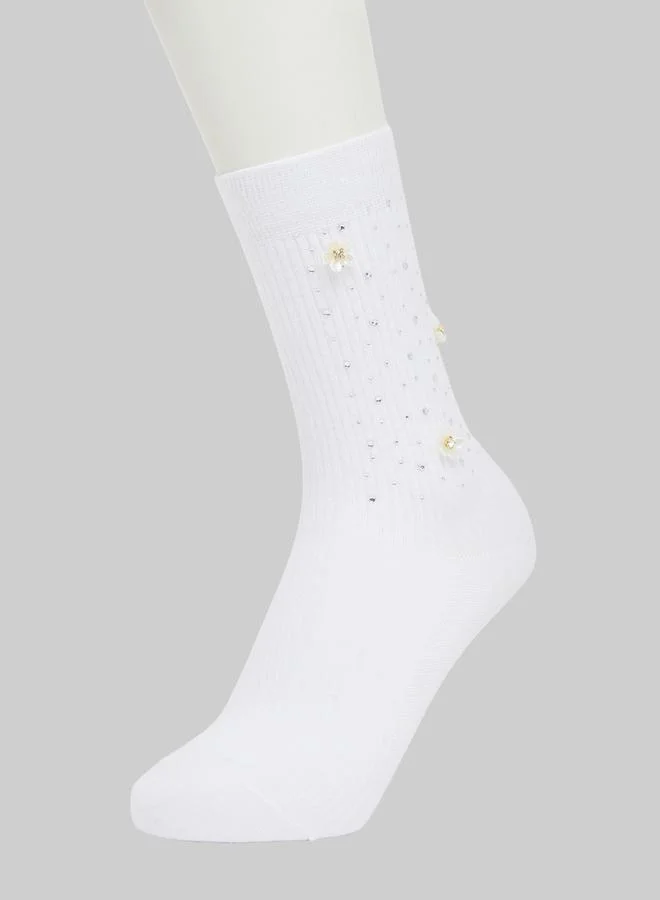 Styli Pack of 2 - Embellished Crew Socks