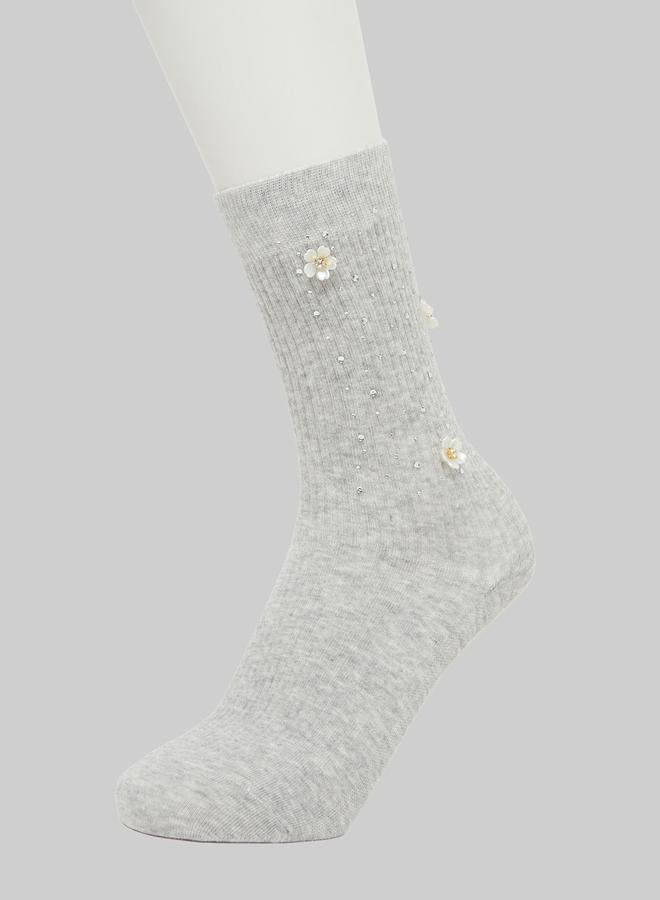 Styli Pack of 2 - Embellished Crew Socks - Image 4