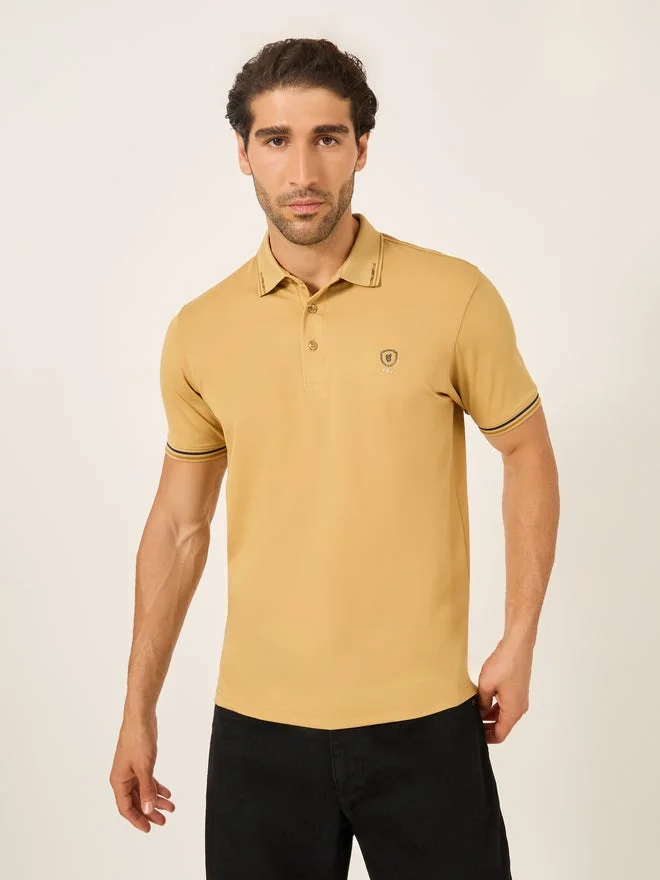 Fort Collins Fort Collins Men Mustard Tipped Short Sleeve Polo T-Shirt