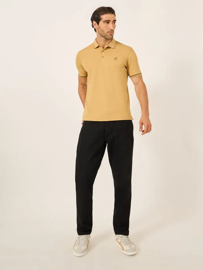 Fort Collins Fort Collins Men Mustard Tipped Short Sleeve Polo T-Shirt