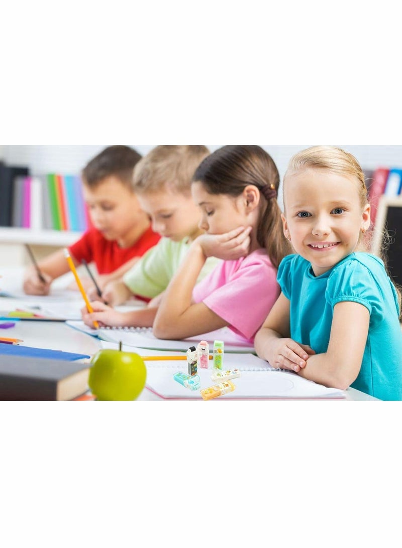 KASTWAVE Cute Pencil Erasers for Kids,6 Colors, White, Black, Blue, Green, Pink, Orange, Fun Party Favor & School Supplies, Kawaii Drawing Eraser for Boys and Girls 6 Count - Image 4