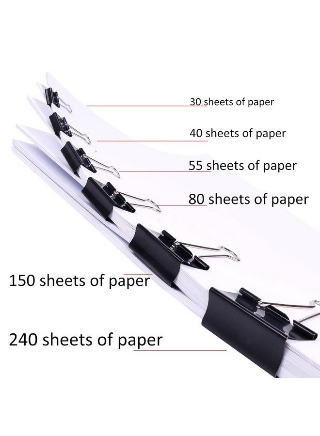 JANYUN 150Pcs Large Binder Clips 6 Assorted Sizes Paper Clamps Clip for Paper Metal Clip Office School Home Supplies (Black) - Image 3