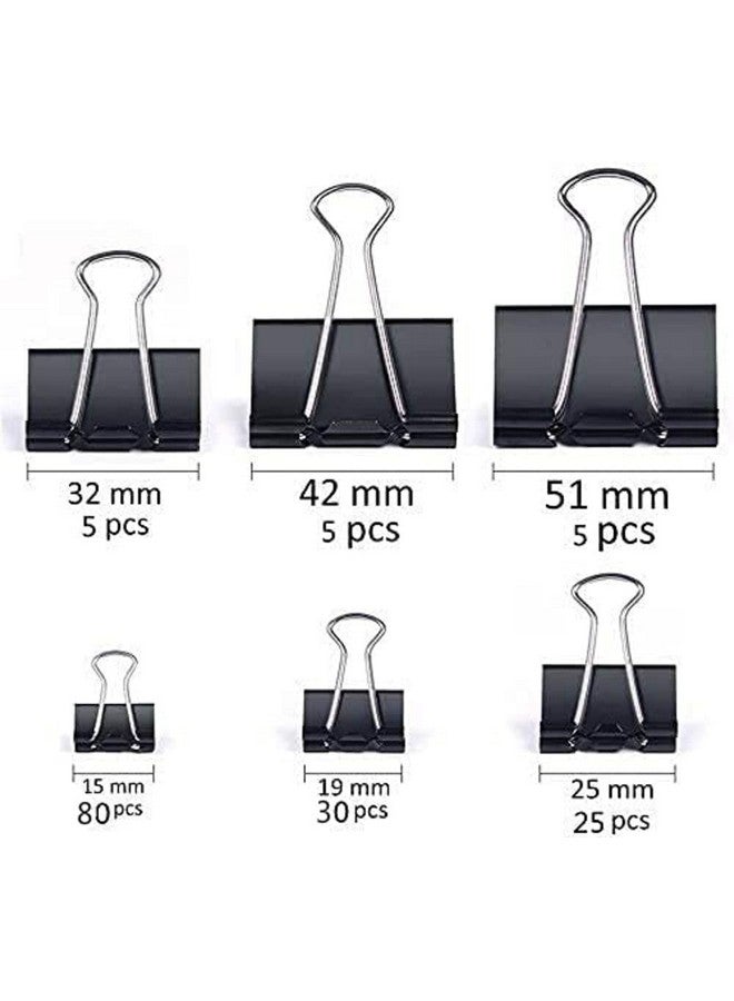 JANYUN 150Pcs Large Binder Clips 6 Assorted Sizes Paper Clamps Clip for Paper Metal Clip Office School Home Supplies (Black) - Image 2