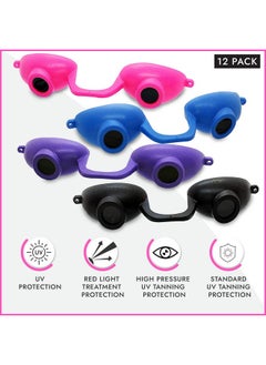 Super Sunnies Super Sunnies Tanning Goggles - 12-Pack Flexible Assorted Colors - UV Eye Protection, FDA Compliant  - Image 2