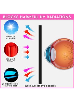 Super Sunnies Super Sunnies Tanning Goggles - 12-Pack Flexible Assorted Colors - UV Eye Protection, FDA Compliant  - Image 4