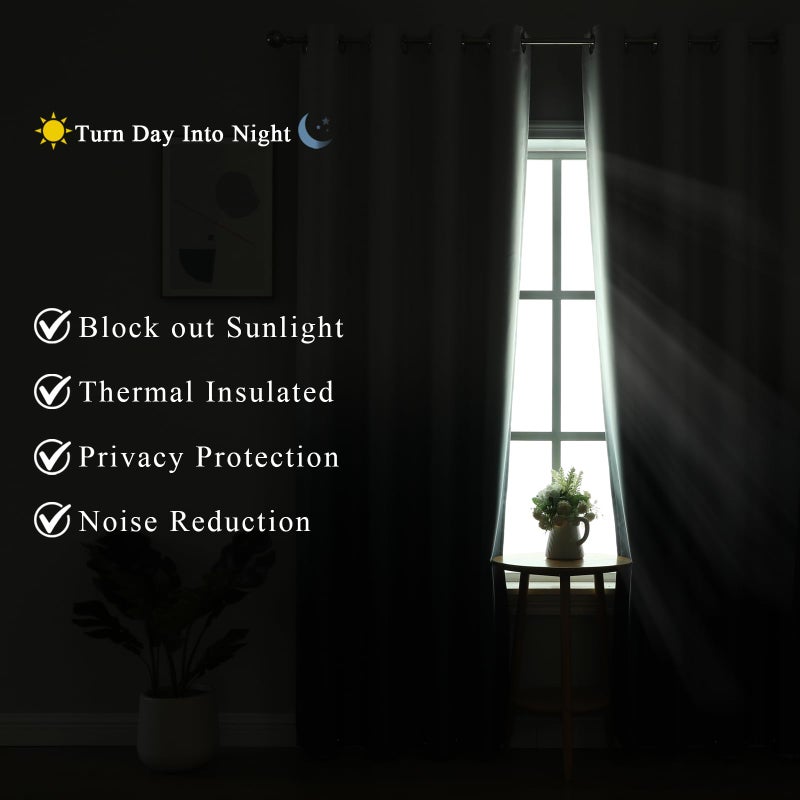 Estelar Textiler Ombre Blackout Curtains 84 Inch Length 2 Panels Set for Living Room, Navy Blue and Greyish White Energy Saving Thermal Insulated Grommet Drapes for Bedroom, 52Wx84L, One Pair - Image 2