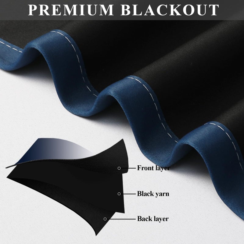 Estelar Textiler Ombre Blackout Curtains 84 Inch Length 2 Panels Set for Living Room, Navy Blue and Greyish White Energy Saving Thermal Insulated Grommet Drapes for Bedroom, 52Wx84L, One Pair - Image 5