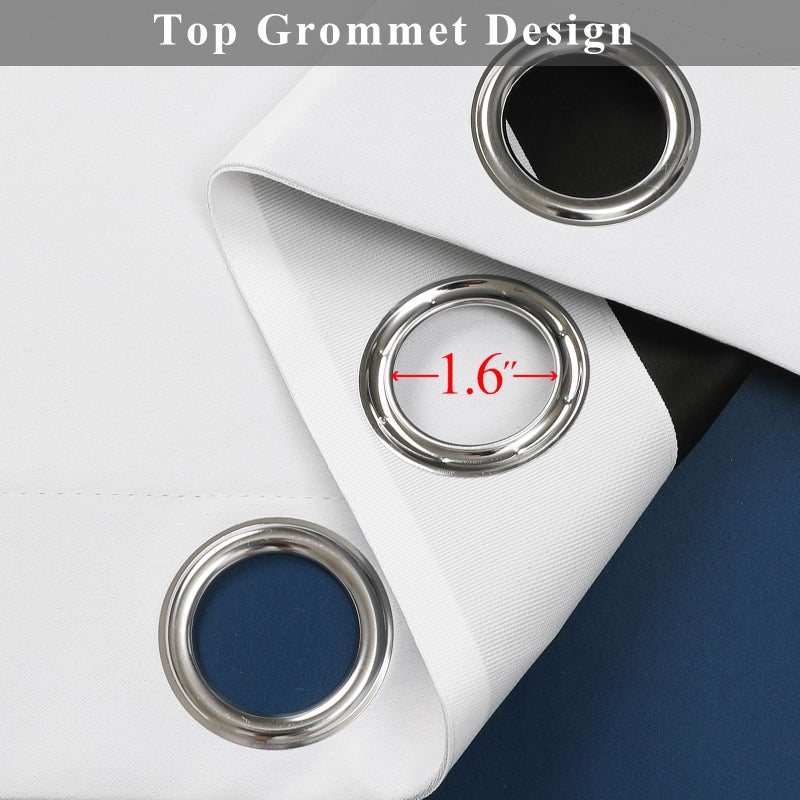 Estelar Textiler Ombre Blackout Curtains 84 Inch Length 2 Panels Set for Living Room, Navy Blue and Greyish White Energy Saving Thermal Insulated Grommet Drapes for Bedroom, 52Wx84L, One Pair - Image 4