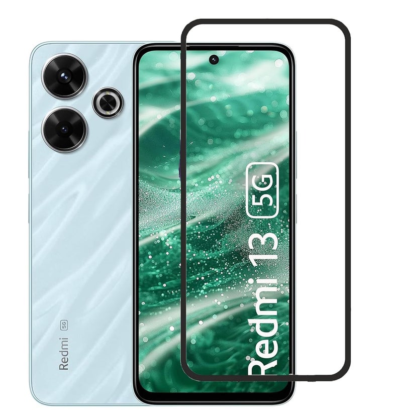 FabeKee Tempered Glass Screen Protector Compatible For Redmi 13 5G / Poco M6 Pro 5G / Redmi 12 5G /4G Black Cellphone With Edge-To-Edge Protector Coverage And Easy Installation Kit - Image 1