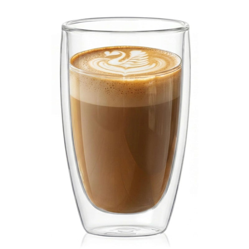 DOPUDO 17oz Double Wall Glass Coffee Mugs, Insulated Coffee Mug, Clear Borosilicate Glass Coffee Cups for Cappuccino, Tea, Lightweight and Microwave Safe - Image 1
