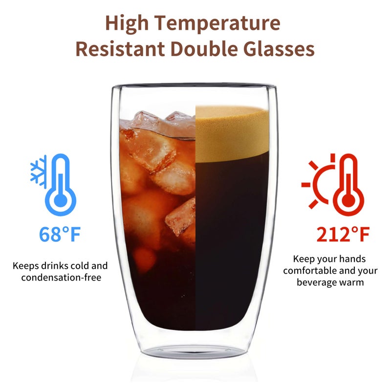 DOPUDO 17oz Double Wall Glass Coffee Mugs, Insulated Coffee Mug, Clear Borosilicate Glass Coffee Cups for Cappuccino, Tea, Lightweight and Microwave Safe - Image 3