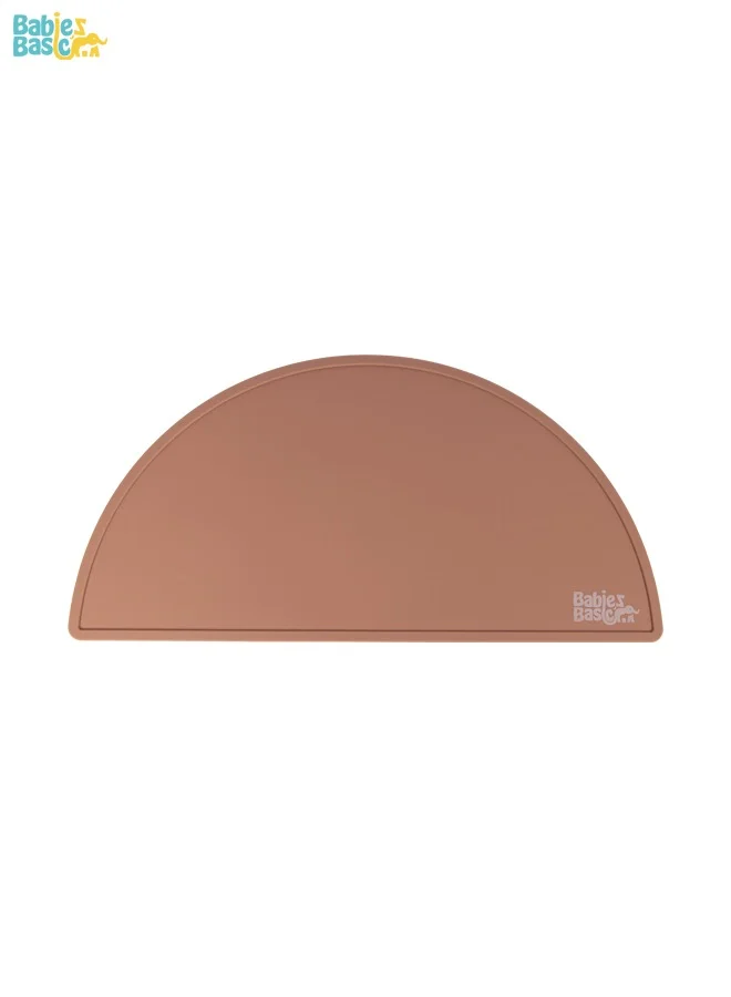 Babies Basic Silicone Placemat For Kids, Bpa Free, Phthalate Free, Non-Slip Design, Easy To Clean - Brown