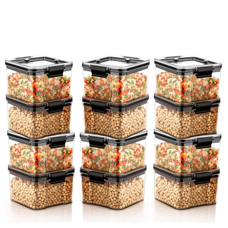 flymore Air Tight Containers For Kitchen Storage Set, Bpa Container For Kitchen Storage Set, Kitchen Organizer And Kitchen Accessories Items & Storage(400 Ml Set Of 12)(Plastic) Transparent - Image 1