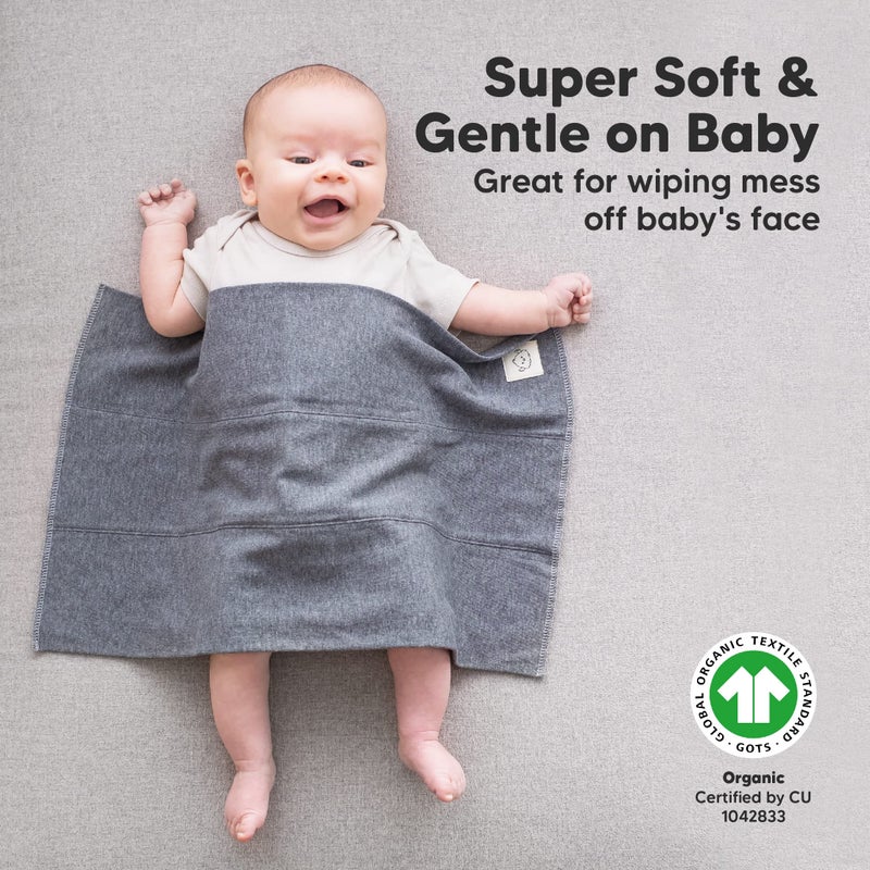 KeaBabies Organic Burp Cloths Baby Boy, Girl - 6-Pack Large Cotton Burping Cloths for Babies, Spit Up Rags, Super Absorbent, Ultra Soft Newborn Rag, Gender Neutral, Machine Washable, Durable (Neutrals) - Image 3